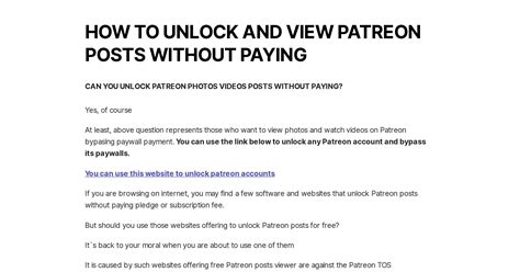 patreon gratis|access patreon without paying.